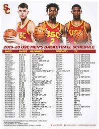 Men's basketball vs oregon sunday, march 28. 2019 20 Usc Trojans Roster Schedule Usc Trojans Usc Basketball Schedule