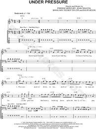How to read sheet music ( notation ) for guitar? Queen Under Pressure Bass Tab In D Major Download Print Bass Tabs Bass Bass Guitar
