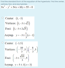Foci of a hyperbola formula. Answered Find The Standard Form Of The Equation Bartleby