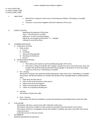 The main thing is to make sure they contain the main elements. A Semi Detailed Lesson Plan In Day 2 Outwitting Crocodile Lesson Plan Educational Psychology