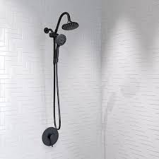 Keeney Belanger 2 Spray 6 In Dual Shower Head And Handheld Shower Head With Low Flow In Matte Black Sym022mb The Home Depot In 2020 Dual Shower Heads Handheld Shower Head Shower Systems