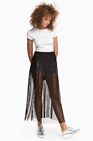 Pleated Mesh Skirt Black Ladies H M Gb Moda Stilleri Siyah Dantel Elbiseler Kiyafet