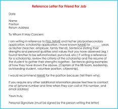 Writing A Reference Letter For Friend Sample Letters Examples