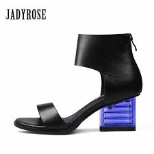 us 71 55 47 off jady rose new 2019 summer boots women gladiator sandals transparent heel genuine leather high heel shoes woman pumps stiletto in