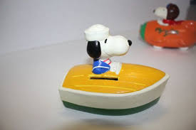 Vintage Snoopy Peanuts Quot Sailor Quot Boat Coin Bank Piggy Bank Copyright 1958 1965 Made In Korea Vintage Boy 39 Snoopy Nursery Snoopy Nursery Decor