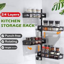 Let us help you organize your storage space. Buy Punch Free Rotating 2 4layers Kitchen Storage Rack Wall Mounted Corner Space Saving Organization Shelf Height Adjustable At Affordable Prices Free Shipping Real Reviews With Photos Joom