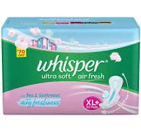 Whisper Ultra Soft Sanitary Pads for Women- 30 Pieces (XL Plus)