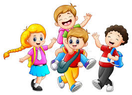 Happy childrens cartoon stock vector. Illustration of back - 95595719