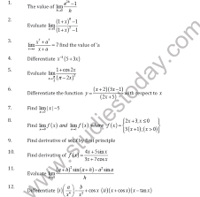 You can create your own worksheet at mathopolis, and our forum members have put together a collection of math exercises on the forum. Cbse Class 11 Limits And Derivative Worksheet E