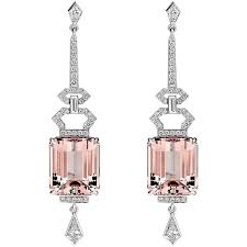 15 09ct Morganite And Diamonds Art Deco Earrings Antique Chandelier Earrings Art Deco Earrings Beautiful Jewelry
