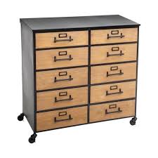 Notre expérience et notre goût pour la découverte nous permettent d'importer tous les mois des meubles indiens ou indonésiens artisanaux en bois massif. Atmosphera Meuble Commode Double 10 Tiroirs En Metal Et Bois Sur Roues H 86 7 Cm Baris Noir Cdiscount Maison