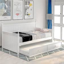When your bed ships, the headboard, the tv lift footboard, nightstands, and any captain's beds ship fully assembled. White Twin Daybed With Trundle Included Outdoor Pation Daybed Sofa With Pop Up Trundle Headboard And Footboard Kids Pine Wood Platform Bed With 3 Full Length Guardrails No Box Spring Needed Walmart Com