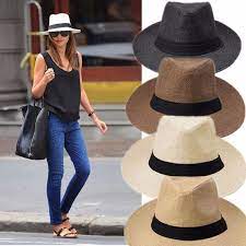 Men Women Fedora Panama Wide Brim Trilby Straw Cap Sun Hat Beach Summer Sunhat Outfits With Hats Summer Hats For Women Sun Hat Outfits