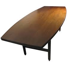 Mid Century Modern Boat Shaped Black Walnut Dining Conference Table Table Dining Room Table Conference Table