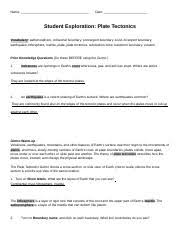 The theory of plate tectonics describes how the plates move, interact, and change the physical landscape. Copy Of Copy Of Pt Gizmo Name Date Student Exploration Plate Tectonics Vocabulary Asthenosphere Collisional Boundary Convergent Boundary Crust Course Hero
