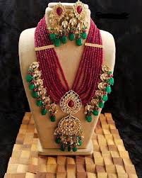 veroniq trends designer rani haar multistrand gems necklace set in kundan pearls sjn 20 party hyd bridal jewelry sets fancy jewellery bridal jewelry collection