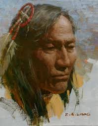 Young Lakota" By American artist Glen Edwards (b.1942) Oil.