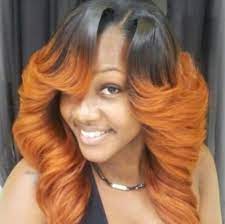 Orange Chestnut Brown Ombre Side Part Weave Natural Hair Weaves Natural Hair Braids Glam Hair
