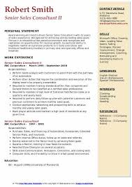 Sample human resources consultant (journey) annual appraisal form. Senior Sales Consultant Resume Samples Qwikresume