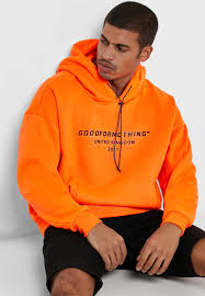 Buy Good For Nothing Orange Oversized Logo Hoodie For Men In Mena Worldwide Gfn002x
