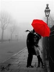 Black And White Art With Red Accents Black And White Photography With Red Accents Red Umbrella Kissing In The Rain Black And White Photography
