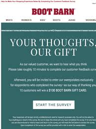 Send by email or mail, or print at home. Bootbarn Com Share Your Opinion You Could Win A Gift Card Milled