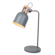 Never again struggle to read papers in the dark! Barham Table Lamp Matt Grey And Copper Homebase