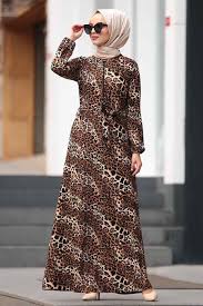 Nayla Collection Leopar Desenli Tesettur Elbise 22920lp Tesetturisland Com Model Pakaian Baru Model Pakaian Gaun Kebaya Modern