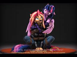 2938912 - suggestive, artist:imafutureguitarhero, derpibooru exclusive,  sci-twi, sunset shimmer, twilight sparkle, alicorn, unicorn, anthro,  unguligrade anthro, series:twilight's sexual deviancy, 3d, 4:3, absurd file  size, absurd resolution, arm fluff ...