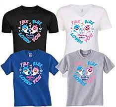If you only make one of these shirts, this should definitely be the one! Amazon Com Pink Or Blue Gender Reveal Family Matching Shirts Shark Design Black Clothing
