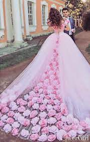 Pink Cathedral Wedding Dress Vintage 3d Flowe Applique Wedding Gown Awd1414 Pink Wedding Gowns Pink Wedding Dresses Ball Gown Wedding Dress