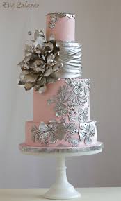 Blush And Silver Wedding Cake Romantic Wedding Cake Silver Wedding Cake Metallic Cake