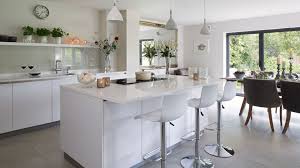 Check spelling or type a new query. White Modern Kitchen With Island Unit And Pendant Lights The Room Edit White Modern Kitchen White Gloss Kitchen White Kitchen Extension