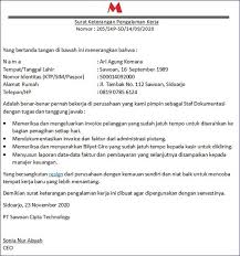 21 Contoh Surat Pengalaman Kerja Simple Menarik Unik Surat Kerja Tanda
