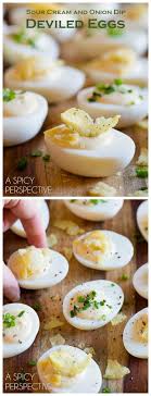 6 Ingredient Sour Cream And Onion Dip Deviled Egg Recipe Easter Spring Easter Via Spicyperspectiv Food Deviled Eggs Egg Recipes