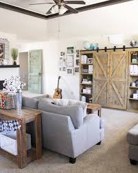 Farmhouse Living Room With Barn Door Entertainment Center Farm House Living Room Living Room Decor Wall Decor Living Room