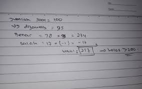 Total skor yang diperoleh ririn adalah. Dalam Suatu Ujian Penilaian Olimpiade Matematika Penilaian Ditentukan Dengan Ketentuan Sebagai Brainly Co Id