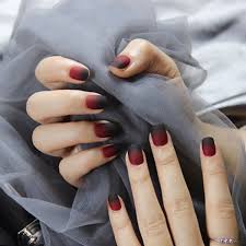 Acrylic nails can cause mild infections if not applied properly, leading to damage to the. Gradient Frosted Fake Nail Artificial Nails Black Red Wine Matte Nail Tips For Acrylic Nails Square Tip Kit With Glue Sticker Wish