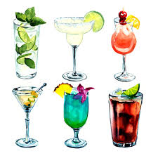 Watercolor Cocktails Ananas Dessin Carnet De Dessin Paysage De Mer Peinture