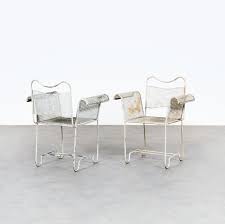Mathieu Mategot 1910 2001 Paire De Fauteuils De Jardin Modele Tropique Metal Laque Perfore Blanc Edition Les Ateli Mobilier De Salon Fauteuil Jardin Fauteuil