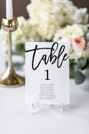 modern wedding seating chart black and white table numbers