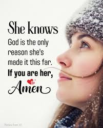 She knows God is the only reason she's made it this far. If you are her,  Amen Picture PicturefromAI from AI