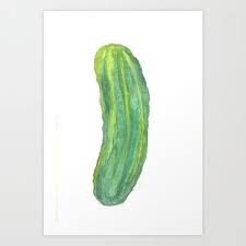 The Pickle Art Print By Maxinele 20 00 Watercolor Food Art Painting Projects