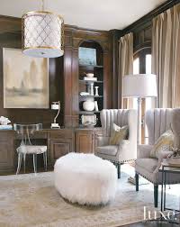 This Study Is Glamorous And Sophisticated With Its Muted Color Palettes And Transitional Decor Luxury Furniture Modern Furnitu Home Interior Design Interior