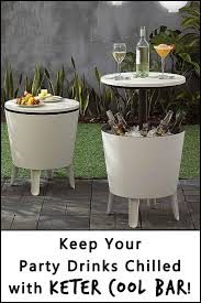 Simply Lift The Lid Twist The Lock And This Accent Table Turns Into A Functional Party Accessory Outdoor Patio Bar Patio Art Cool Bars