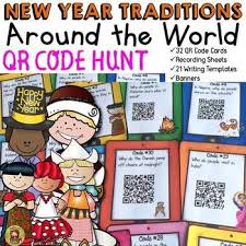 New Year Traditions Around The World Qr Code Hunt New Years Traditions Icebreaker Activities Coding