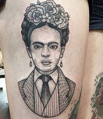 Portrait tattoos are probably the most exaggerated way of keeping a portrait of one's face because it is inked on one's skin for perpetuity. Vintage Style Black Ink Woman Portrait Tattoo On Thigh With Flowers Tattooimages Biz