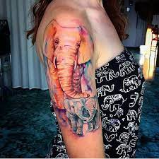 Animal Tattoo On Shoulder Watercolor Elephant Tattoos Elephant Tattoos Mother Tattoos