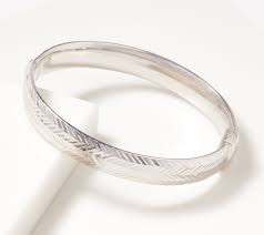 18k gold over silver diamond accent infinity bracelet sale $49.99. Sterling Silver Diamond Cut Or Polished Solid Bangle 40g By Silver Style Qvc Com
