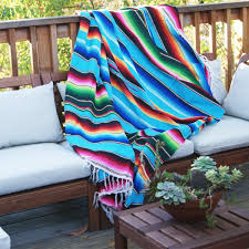 Turquoise Mexican Serape Blanket Serape Blanket Mexican Serape Blanket Mexican Home Decor